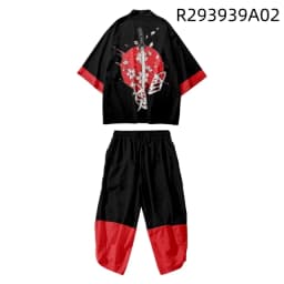 Large Size 5XL 6XL Japanese Kimono Cardigan Pants Set Print Fox Men Women Shirt Tradition Yukata Haori Obi Cosplay Costume