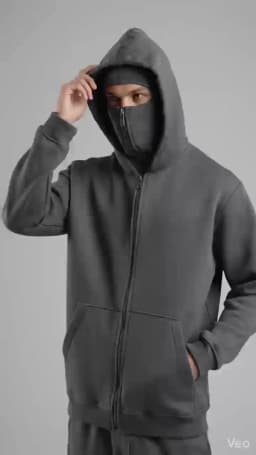 Men and women Balaclava Y2K Gothic Harajuku winter new item double hooded sweatshirt men's hooded mask zipper sportswear