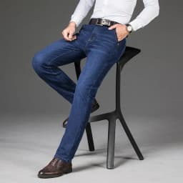 Plus Size 42 44 46 Spring Autumn Men's Fashion Casual Jeans Black Blue Classic Business Straight Elasticity Brand Denim Trousers