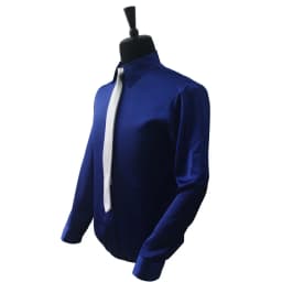 Dance King Michael Jackson Smooth Criminal Bule Shine Shirt & Tie Thread Gluing Performance Halloween Show Clothing No Button
