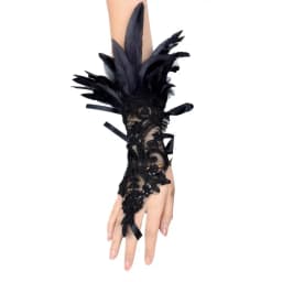 1Pc Sexy Lace Faux Feather Long Glove Gothic Mesh Sleeve Halloween Party Embroidery Mitten Female Stage Accessory