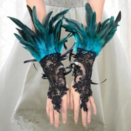 1Pc Sexy Lace Faux Feather Long Glove Gothic Mesh Sleeve Halloween Party Embroidery Mitten Female Stage Accessory
