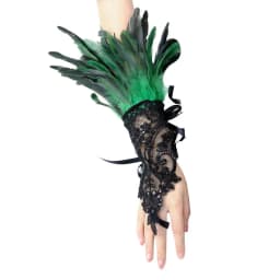 1Pc Sexy Lace Faux Feather Long Glove Gothic Mesh Sleeve Halloween Party Embroidery Mitten Female Stage Accessory