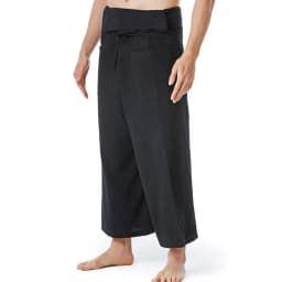 Flax Thai Fisherman Pants Loose Men Harem Trousers Solid Color Drawstring Wide Legs Martial Arts Trousers Casual Pirate Pants