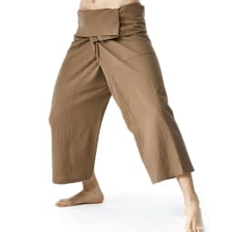 Flax Thai Fisherman Pants Loose Men Harem Trousers Solid Color Drawstring Wide Legs Martial Arts Trousers Casual Pirate Pants