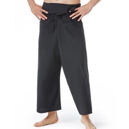 Flax Thai Fisherman Pants Loose Men Harem Trousers Solid Color Drawstring Wide Legs Martial Arts Trousers Casual Pirate Pants