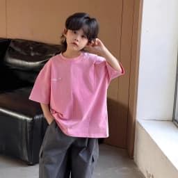 Boys T-shirt 2026 Spring and Summer New Childrens Clothing Korean Style Boys and Girls Retro Design Sense Do Old Cut T-shirt