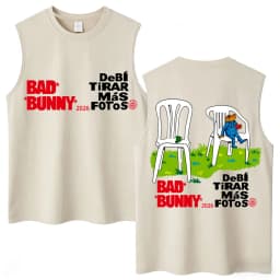 Washed Rapper Bad Bunny Tank Tops Debi Tirar Mas Fotos DTMF World Tour Aesthetic Vests Men Women Hip Hop Cotton Sleeveless Tees