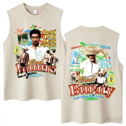 Washed Rapper Bad Bunny Tank Tops Debi Tirar Mas Fotos DTMF World Tour Aesthetic Vests Men Women Hip Hop Cotton Sleeveless Tees