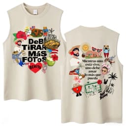 Washed Rapper Bad Bunny Tank Tops Debi Tirar Mas Fotos DTMF World Tour Aesthetic Vests Men Women Hip Hop Cotton Sleeveless Tees