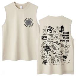 Washed Rapper Bad Bunny Tank Tops Debi Tirar Mas Fotos DTMF World Tour Aesthetic Vests Men Women Hip Hop Cotton Sleeveless Tees