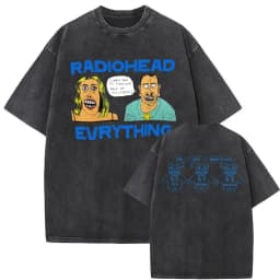 Washed Vintage Radiohead Music Album Cover Graphic T-shirt Men Women Retro Rock Gothic T Shirt Men's 90s Oversized Short Sleeve