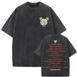 Washed Vintage Radiohead Music Album Cover Graphic T-shirt Men Women Retro Rock Gothic T Shirt Men's 90s Oversized Short Sleeve