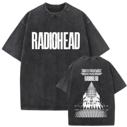 Washed Vintage Radiohead Music Album Cover Graphic T-shirt Men Women Retro Rock Gothic T Shirt Men's 90s Oversized Short Sleeve