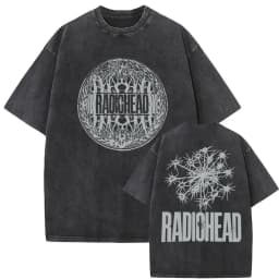 Washed Vintage Radiohead Music Album Cover Graphic T-shirt Men Women Retro Rock Gothic T Shirt Men's 90s Oversized Short Sleeve