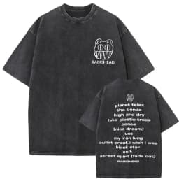 Washed Vintage Radiohead Music Album Cover Graphic T-shirt Men Women Retro Rock Gothic T Shirt Men's 90s Oversized Short Sleeve