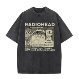 Washed Vintage Radiohead Music Album Cover Graphic T-shirt Men Women Retro Rock Gothic T Shirt Men's 90s Oversized Short Sleeve