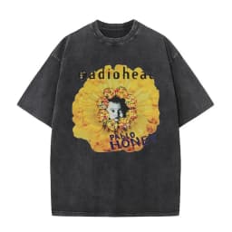 Washed Vintage Radiohead Music Album Cover Graphic T-shirt Men Women Retro Rock Gothic T Shirt Men's 90s Oversized Short Sleeve