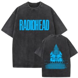 Washed Vintage Radiohead Music Album Cover Graphic T-shirt Men Women Retro Rock Gothic T Shirt Men's 90s Oversized Short Sleeve