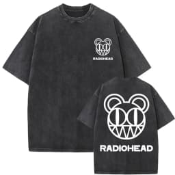 Washed Vintage Radiohead Music Album Cover Graphic T-shirt Men Women Retro Rock Gothic T Shirt Men's 90s Oversized Short Sleeve