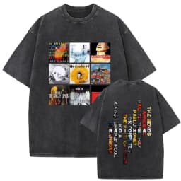 Washed Vintage Radiohead Music Album Cover Graphic T-shirt Men Women Retro Rock Gothic T Shirt Men's 90s Oversized Short Sleeve