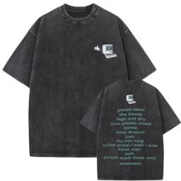 Washed Vintage Radiohead Music Album Cover Graphic T-shirt Men Women Retro Rock Gothic T Shirt Men's 90s Oversized Short Sleeve