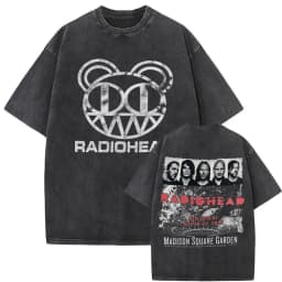 Washed Vintage Radiohead Music Album Cover Graphic T-shirt Men Women Retro Rock Gothic T Shirt Men's 90s Oversized Short Sleeve