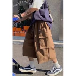 Cool Summer Hip Hop Cargo Shorts for Men's Summer Slim Loose 2024 Ins Hanging Trendy High Street Pants Straight Shorts Men