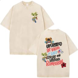 Rapper Bad Bunny Vintage Washed T-shirt Debi Tirar Mas Fotos DTMF World Tour T Shirt Men's Hip Hop Fashion High Quality T-shirts