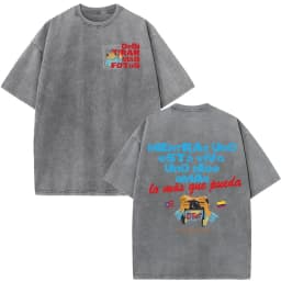 Rapper Bad Bunny Vintage Washed T-shirt Debi Tirar Mas Fotos DTMF World Tour T Shirt Men's Hip Hop Fashion High Quality T-shirts