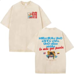 Rapper Bad Bunny Vintage Washed T-shirt Debi Tirar Mas Fotos DTMF World Tour T Shirt Men's Hip Hop Fashion High Quality T-shirts