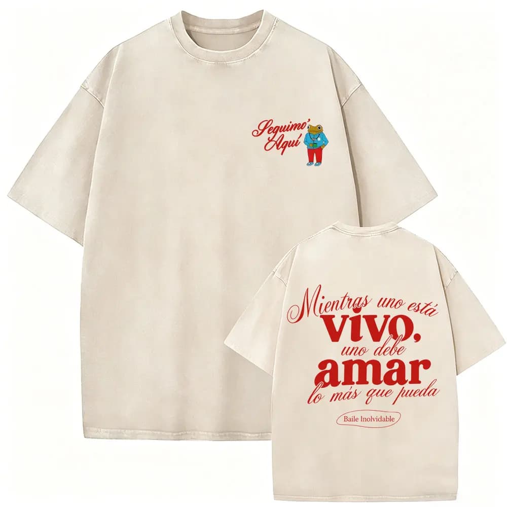 Rapper Bad Bunny Vintage Washed T-shirt Debi Tirar Mas Fotos DTMF World Tour T Shirt Men's Hip Hop Fashion High Quality T-shirts