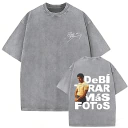 Rapper Bad Bunny Vintage Washed T-shirt Debi Tirar Mas Fotos DTMF World Tour T Shirt Men's Hip Hop Fashion High Quality T-shirts