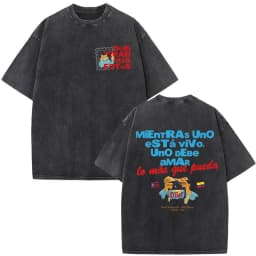 Rapper Bad Bunny Vintage Washed T-shirt Debi Tirar Mas Fotos DTMF World Tour T Shirt Men's Hip Hop Fashion High Quality T-shirts