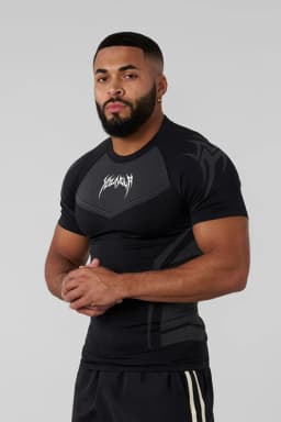 Men's Compression Gym T-Shirt, Breathable Quick Dry Muscle Fit Workout Top, Athletic Fitness Tee for Training Running Sports