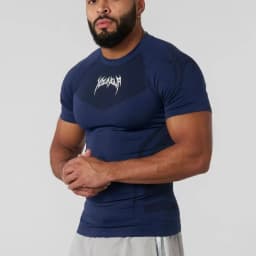 Men's Compression Gym T-Shirt, Breathable Quick Dry Muscle Fit Workout Top, Athletic Fitness Tee for Training Running Sports