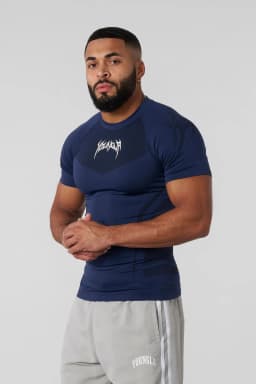 Men's Compression Gym T-Shirt, Breathable Quick Dry Muscle Fit Workout Top, Athletic Fitness Tee for Training Running Sports