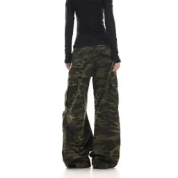 American retro washed design camouflage work pants for men and women, loose straight leg multi pocket wide leg casual paratroope