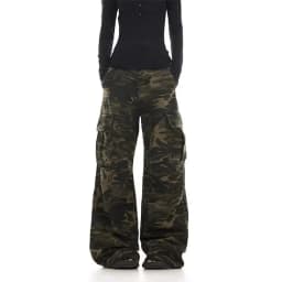 American retro washed design camouflage work pants for men and women, loose straight leg multi pocket wide leg casual paratroope