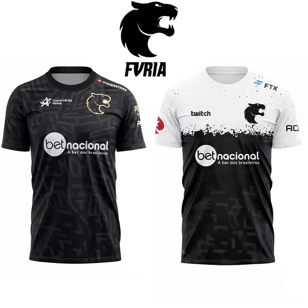 Men's FURIA ESports Team Jersey CS2 Gaming T-Shirt FalleN Molooy Daily Training Tee Summer Casual Short-Sleeve Top Fan Gift