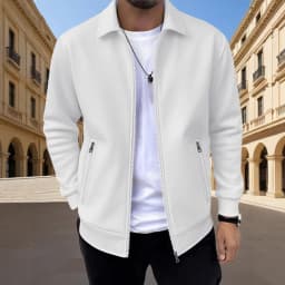 Men's Slim-fit Cardigan Solid-color Lapel Waffle Texture Zipper Pocket Casual Spring/Autumn 2025 Fashion