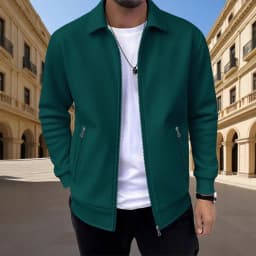 Men's Slim-fit Cardigan Solid-color Lapel Waffle Texture Zipper Pocket Casual Spring/Autumn 2025 Fashion