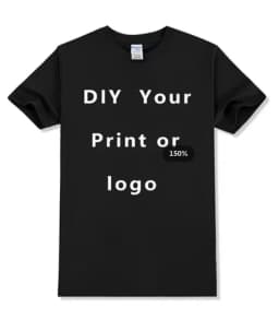 EU size 100% pure cotton custom T-shirt front and back team school uniform store logo text photo for men's personalized high-end
