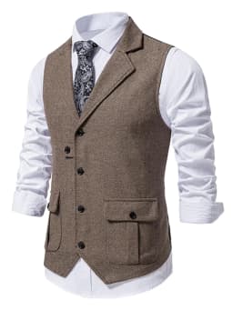 Elegant Men's Herringbone Waistcoat for Business Banquets and Weddings Stylish and Comfortable Men's Casual Vest
