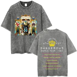 Washed Vintage Michael Jackson Album Logo Graphic T Shirts Men Women Retro Gothic Rock Streetwear Men's Punk Oversized T-shirt
