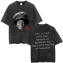 Washed Vintage Michael Jackson Album Logo Graphic T Shirts Men Women Retro Gothic Rock Streetwear Men's Punk Oversized T-shirt