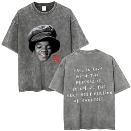 Washed Vintage Michael Jackson Album Logo Graphic T Shirts Men Women Retro Gothic Rock Streetwear Men's Punk Oversized T-shirt