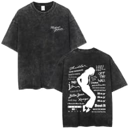 Washed Vintage Michael Jackson Album Logo Graphic T Shirts Men Women Retro Gothic Rock Streetwear Men's Punk Oversized T-shirt
