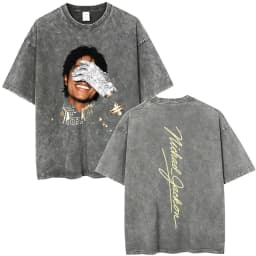 Washed Vintage Michael Jackson Album Logo Graphic T Shirts Men Women Retro Gothic Rock Streetwear Men's Punk Oversized T-shirt