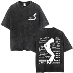 Washed Vintage Michael Jackson Album Logo Graphic T Shirts Men Women Retro Gothic Rock Streetwear Men's Punk Oversized T-shirt